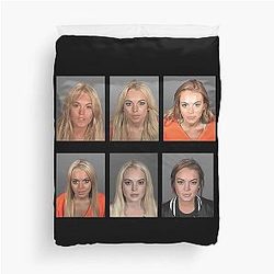 Lindsay Lohan Mugshots Duvet Cover