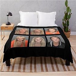 Lindsay Lohan Mugshots Throw Blanket