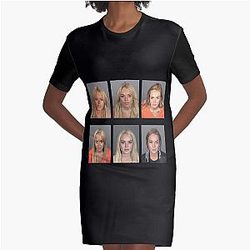 Lindsay Lohan Mugshots Graphic T Shirt Dress