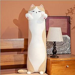 90-130 cm Beige Standing Long Kitty Sleep Cushion