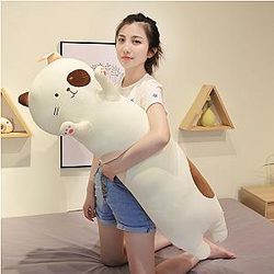 60-100 cm White Standing Long Kitty Sleep Cushion