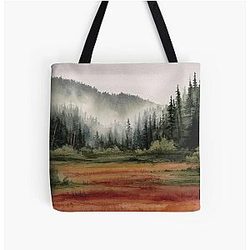 Watercolor Landscape Painting Longmire Tote Bag