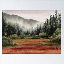 Watercolor Landscape Painting Poster