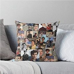 Louis Partridge Collage Throw Pillow