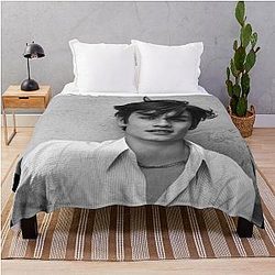 Louis Partridge Modeling Pictures Throw Blanket