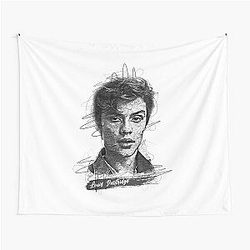 Louis Partridge Abstract Sketch Art Tapestry