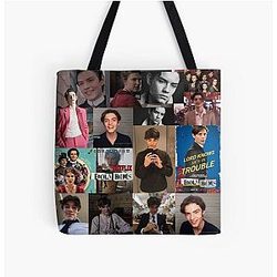 Louis Partridge Abstract Collage Over Print Tote Bag