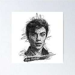 Louis Partridge Abstract Sketch Art Poster