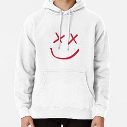 Louis Tomlinson Hoodies - red Louis Tomlinson smiley logo  Pullover Hoodie RB0308