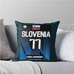 Luka Doncic 2021 Slovenia Jersey Design Throw Pillow