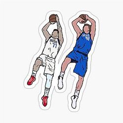 Dirk Nowitzki and Luka Doncic Fadeaway Sticker