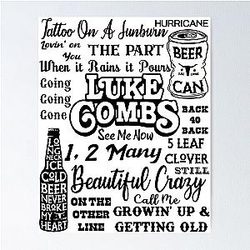 Luke Combs Song Titles Poster