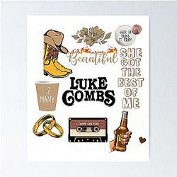 Luke Combs Vintage Texas Music Rodeo Poster