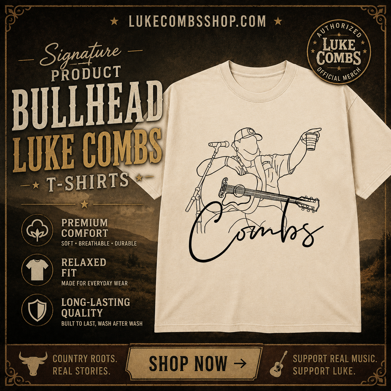 Bullhead DTNK1806 Luke Combs T-Shirts