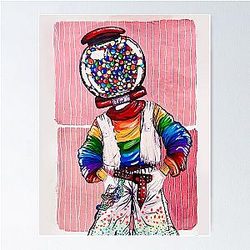 Gumball Machine Head Gouache Painting Illustration Poster