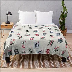Mahjong game tile design throw blanket