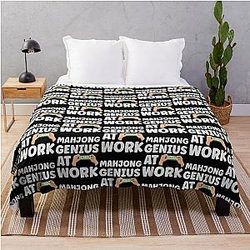Mahjong Genius at Work Funny Mahjong Player Quote Throw Blanket
