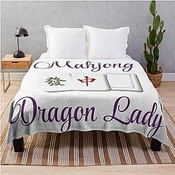 Mahjong Dragon Lady Throw Blanket
