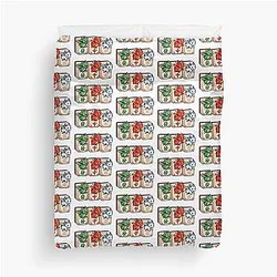 Chibi Mahjong Dragons Duvet Cover