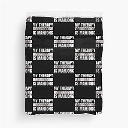 My Therapy is Mahjong - Funny Mahjong Quote Duvet Cover