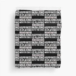 Happiness is Playing Mahjong with the Girls Funny Mahjong Girl Quote Duvet Cover