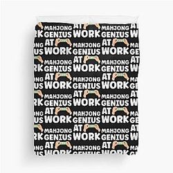 Mahjong Genius at Work Funny Mahjong Player Quote Duvet Cover