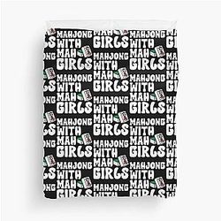 Mahjong with Girls - Funny Mahjong Game Duvet Cover