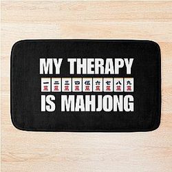 My Therapy Is Mahjong - Funny Mahjong Player Quote Bath Mat
