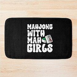Mahjong With Girls - Funny Mahjong Game Quote Bath Mat