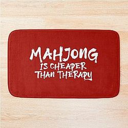 Mahjong Is Cheaper Than Therapy Bath Mat Dark Edition