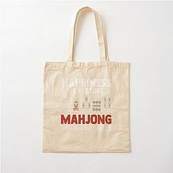 Happiness is Playing Mahjong with the girls Mahjong Player Cotton Tote Bag