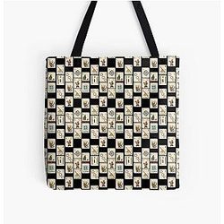 Mahjong Black Tile Pattern Tote Bag
