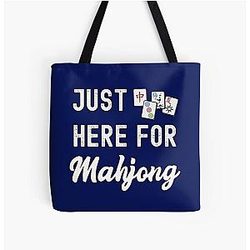 Just Here For Mahjong All Print Tote Bag