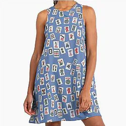 Mah Jong tiles symbols design on A-Line Dress