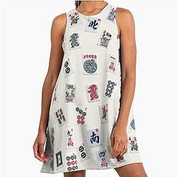 Mahjong game tile design A-line dress