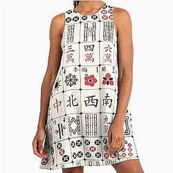 Mahjong Tile Pattern Design Dress