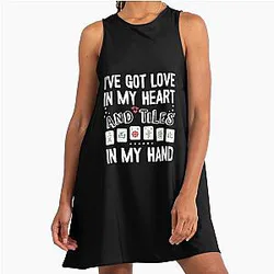 Got love in my heart and a mahjongg game a-line dress