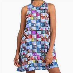 Mahjong Blue A-Line Dress