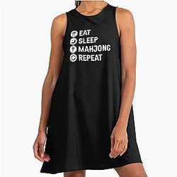 Eat Sleep Mahjong Repeat A-Line Dress