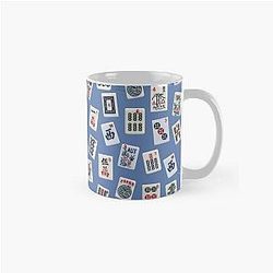 Mah Jong Tiles Design on Blue Classic Mug