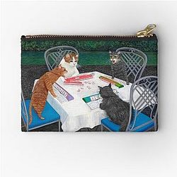 Cats play Mahjong in the gardenawl Zipper Pouch