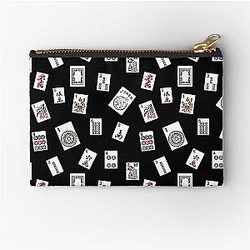 Black Mahjong Zipper Pouch