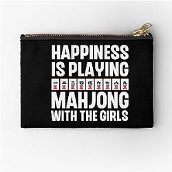 Happiness is Playing Mahjong with the Girls - Funny Mahjong Girl Quote Zipper Pouch