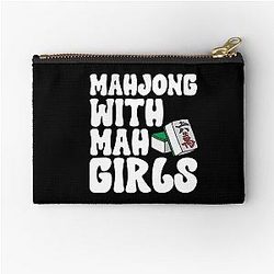 Mahjong with Girls - Funny Mahjong Game Quote Zipper Pouch
