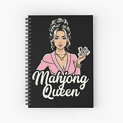 Mahjong Queen Cute Design Gift Game Night Outfit Spiral Notebook