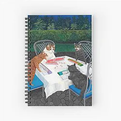 Cats Playing Mahjong in the Garden Notebook