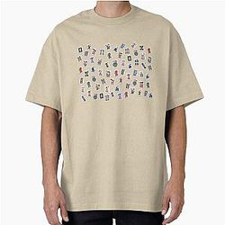 Mahjong game tile design Oversized T-Shirt