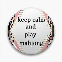 Keep calm and play mahjong in leopard pattern frame pin