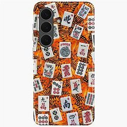 Mahjong tiles on orange butterflies pattern Samsung Galaxy Case