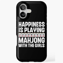 Happiness is Playing Mahjong with the girls - Funny Mahjong Girl Quote iPhone Case